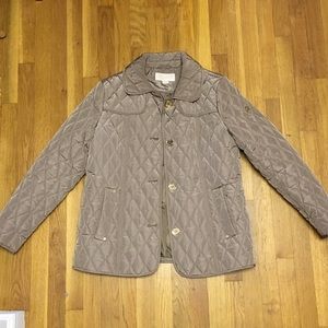 Michael Kors Quilted Button-Front Jacket, Tan, L